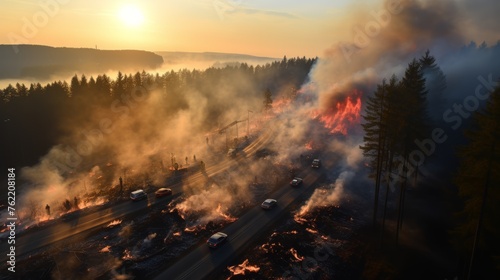 Intense Forest Fire Raging