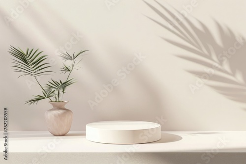 3d render, abstract background, minimal scene with geometrical forms, podium for product presentation © ttonaorh