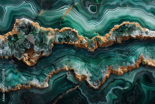 Beautiful background from green malachite stone