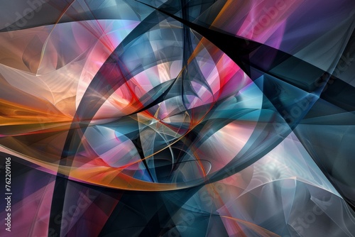 Image of geometric abstract fractal in gradient colours