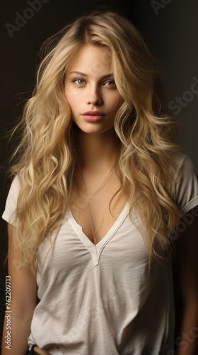 Woman With Long Blonde Hair Posing