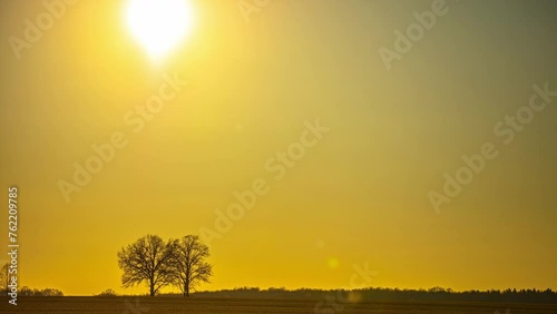 Sunshine glow through midday towards dusk, serene scenery in empty field