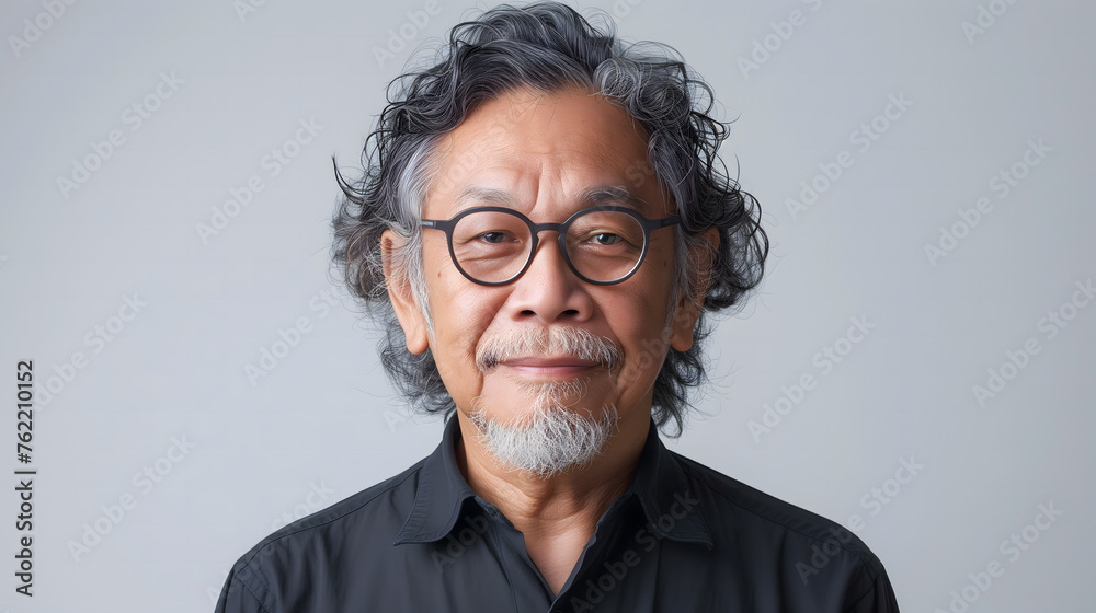 Gros plan sur le portrait d'un homme asiatique portant des lunettes de vue. Gros plan sur le portrait d'un homme asiatique portant des lunettes de vue.