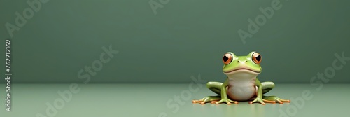 frog copy space with green background