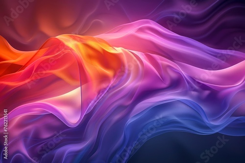 Vibrant Abstract Silk Fabric Waves - Colorful Background with Fluid Motion and Luxury Fashion Textile Concept