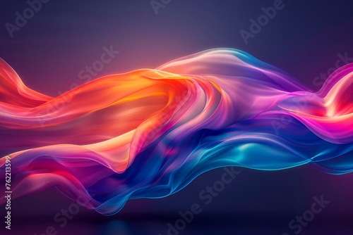 Vibrant Abstract Smoke Waves with Colorful Gradient on Dark Background for Creative Design Use