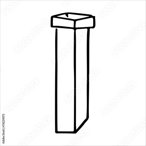 Vector drawing of a roof, porch, chimney. Build glamping resorts with bubble, wood and glass houses. Comfortable relaxation in the fresh air. Doodle graphics of a nature hike.