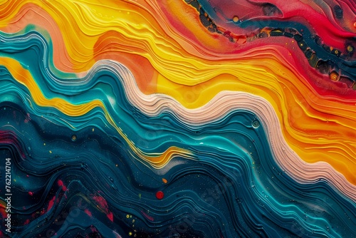 Abstract Colorful Liquid Art Patterns with Vibrant Swirls and Marbled Waves Texture