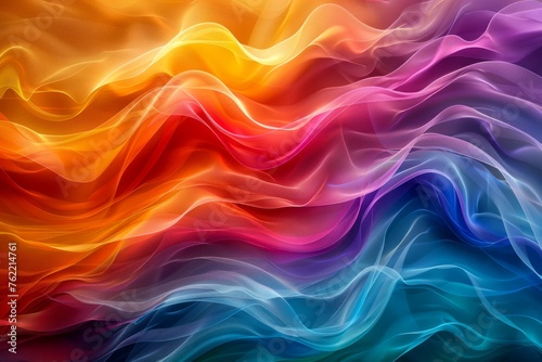 Vibrant Multicolored Abstract Silk Fabric Waves Flowing Background – Artistic Colorful Texture Design for Creative Projects