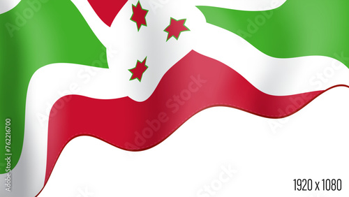 Burundi country flag realistic independence day background. Burundi commonwealth banner in motion waving, fluttering in wind. Festive patriotic HD format template for independence day