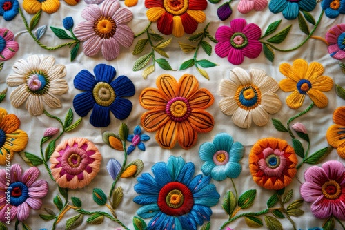 This vibrant Mexican embroidery  with its kaleidoscope of multi-colored flowers