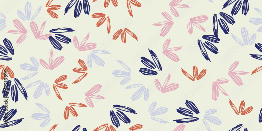 Stylish botanical seamless pattern with flowers. Vector background, illustration, print, design - obrazy, fototapety, plakaty 
