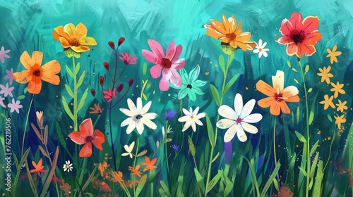 An illustration of a garden with flowers of different colors and sizes blooming together, symbolizing the beauty of diversity and the need for tolerance.
