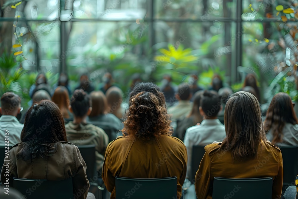 Obraz premium Many professionals engaging in a busy and informative training seminar together. Concept Workshops, Professional Development, Team Building, Skill Enhancement, Networking