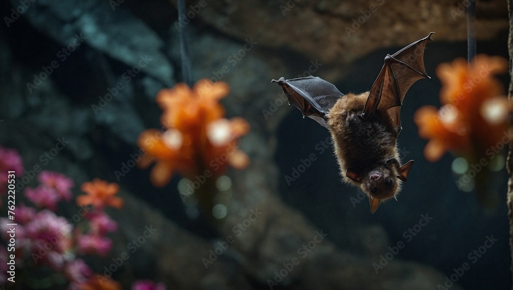 Obraz premium A bat hanging upside down