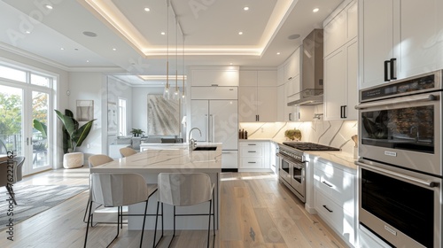 Elegant minimalist kitchen with state-of-the-art appliances and modern design