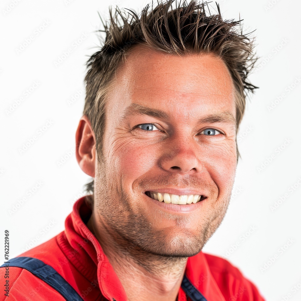Fototapeta premium Close Up of Person Wearing Red Shirt