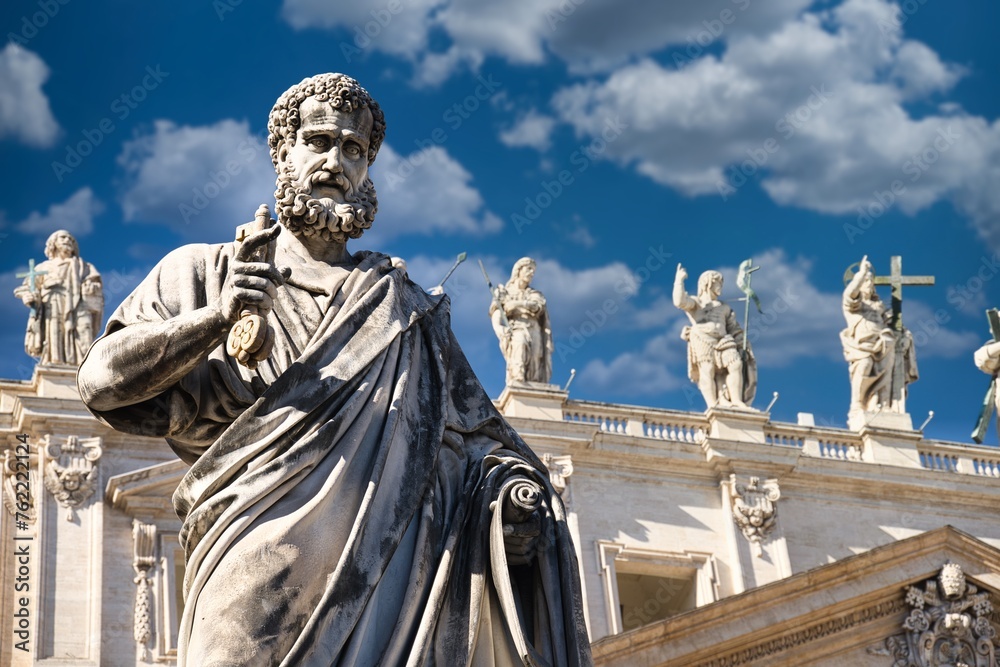 Statue of Saint Peter holding a key in Vatican, Rome, Italy