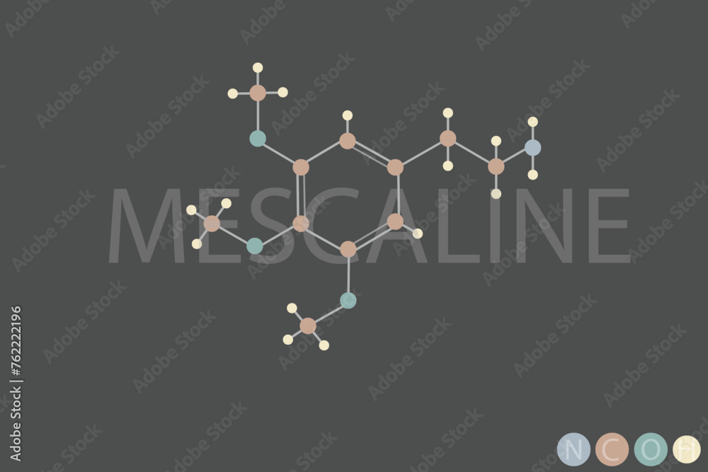 mescaline molecular skeletal chemical formula	 - obrazy, fototapety, plakaty 
