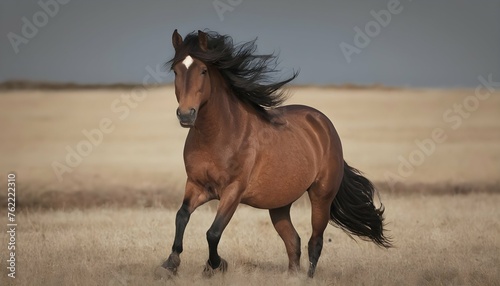 A Horse With Its Mane Blowing In The Wind