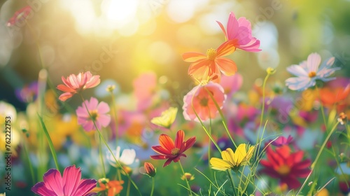 Colorful flowers background, spring season concept  © midart