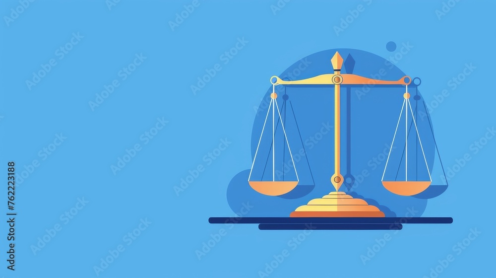 An empty set of scales presented against a blue background, in a flat style, embodying concepts of justice, law, decision-making, and the weight of choices An empty set of scales presented against a blue background, in a flat style, embodying concepts of justice, law, decision-making, and the weight of choices