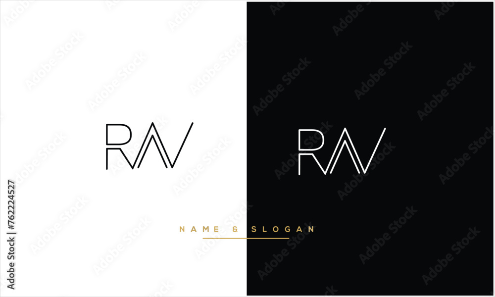RW, WR, W, R, Abstract letters Logo Monogram