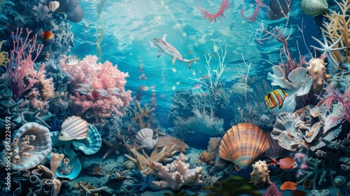 Surreal Underwater Fantasy with Sea Creatures AI Generated.