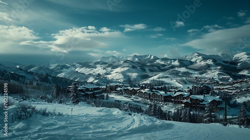 Photo of beautiful view of ski resort ai generative © BillyMakes