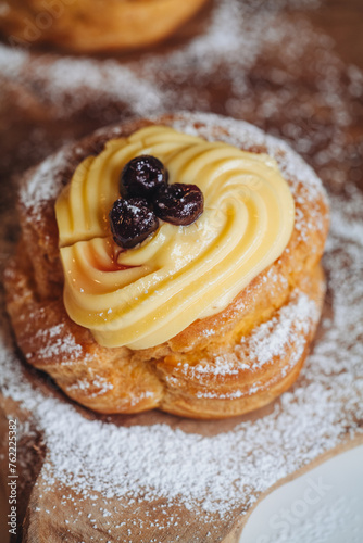 Zeppola, a traditional italian pastry for Father's day