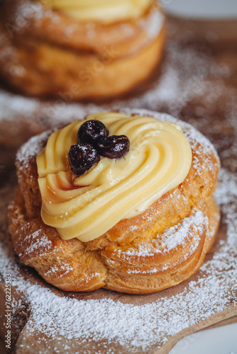 Zeppola, a traditional italian pastry for Father's day