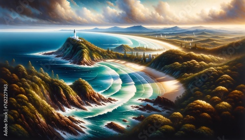 Oil Painting of Byron Bay, Australia photo