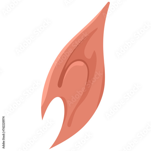 Fake latex elf ears vector cartoon illustration isolated on a white background.