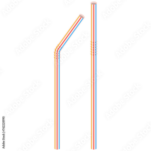 Plastic straws vector cartoon illustration isolated on a white background.