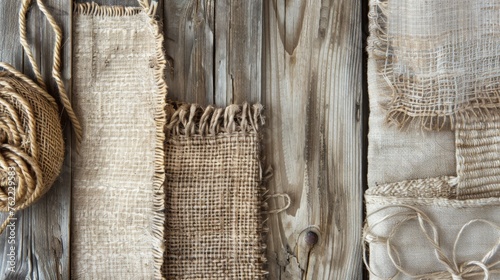 Farmhouse Burlap and Wood Textured Collage Background for Rustic Aesthetic