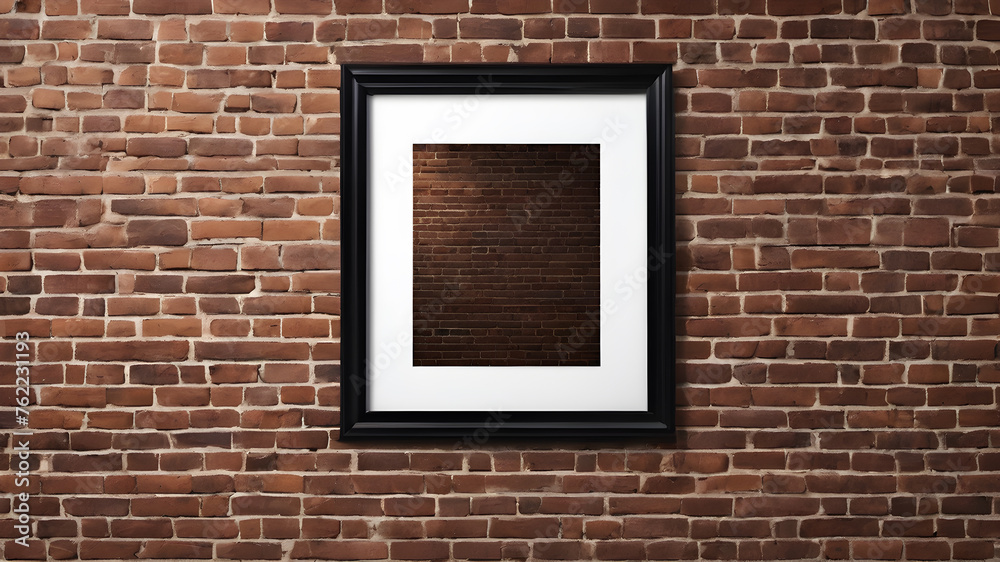 Artifical Intelligence generated image of interior with empty frame. Blank picture frame hanging on wall, AI generated image Artifical Intelligence generated image of interior with empty frame. Blank picture frame hanging on wall, AI generated image