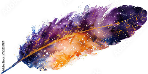 Purple and orange space ostrich feather