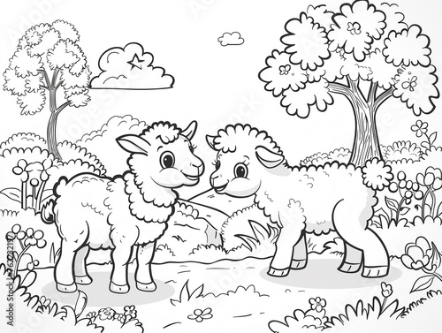 Coloring book for children with farm animal  ai