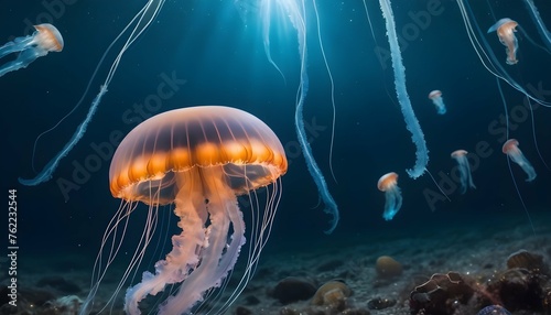 A Jellyfish In A Sea Of Twinkling Marine Life © Rayann