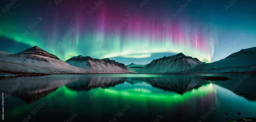 Tranquil Icelandic Lake Under Northern Lights