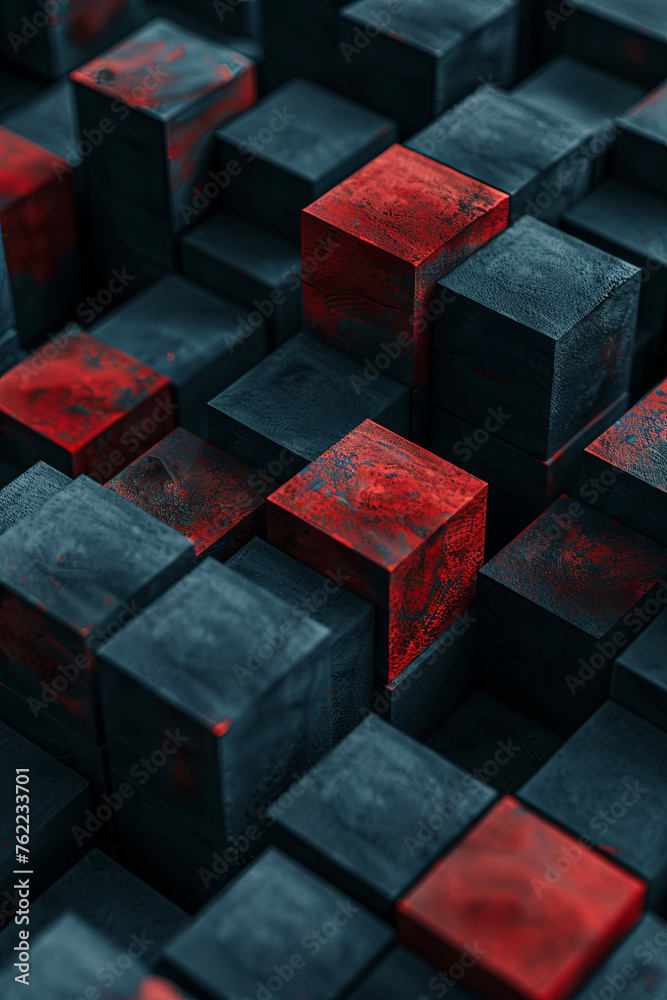 Red and blue cubes pattern for background Red and blue cubes pattern for background