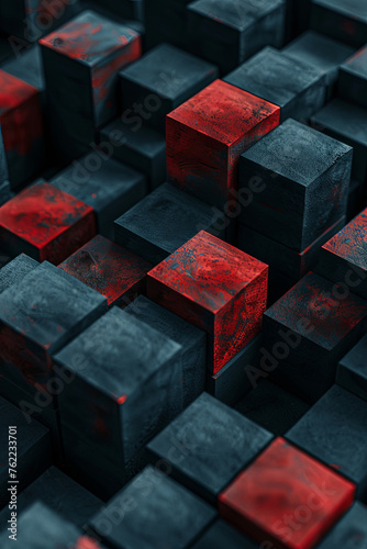 Red and blue cubes pattern for background