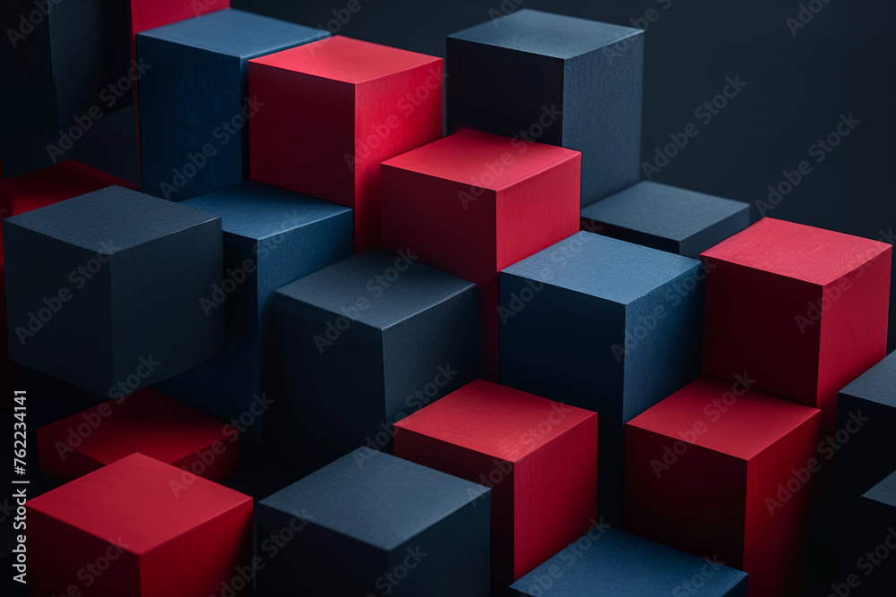 Red and blue cubes pattern for background Red and blue cubes pattern for background