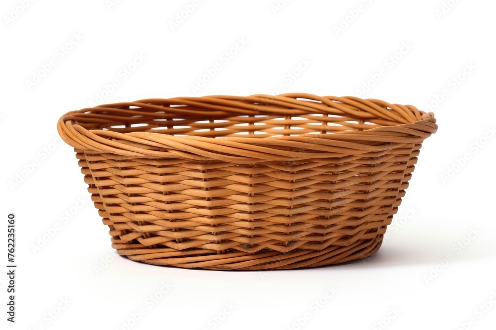 Wicker Basket on White Background