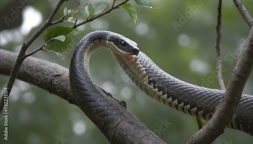 A Cobra Exploring The Branches Of A Tree