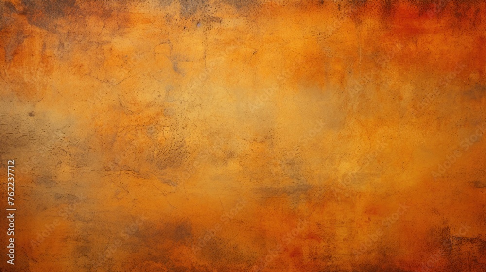 Orange background, grunge texture, copy space. The wall is painted with orange paint.