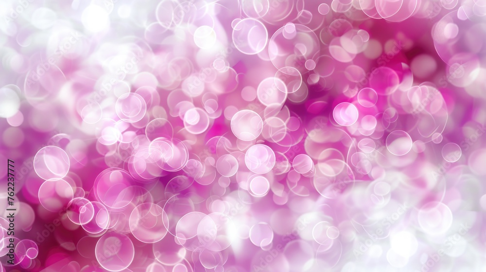 White abstract background with blurred pink and purple circles, space for copying. White bokeh