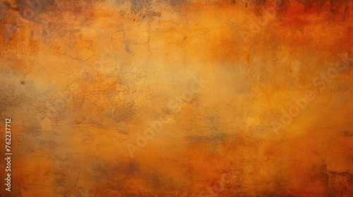 Orange background, grunge texture, copy space. The wall is painted with orange paint.