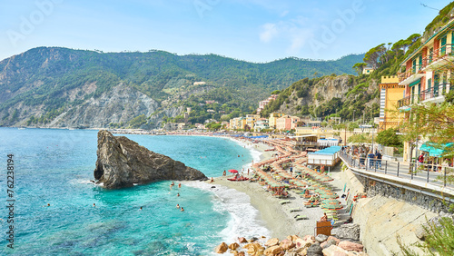 Fototapeta Naklejka Na Ścianę i Meble -  Beautiful town “Monterosso al Mare” in the famous Cinque Terre National Park in Liguria, Italy.