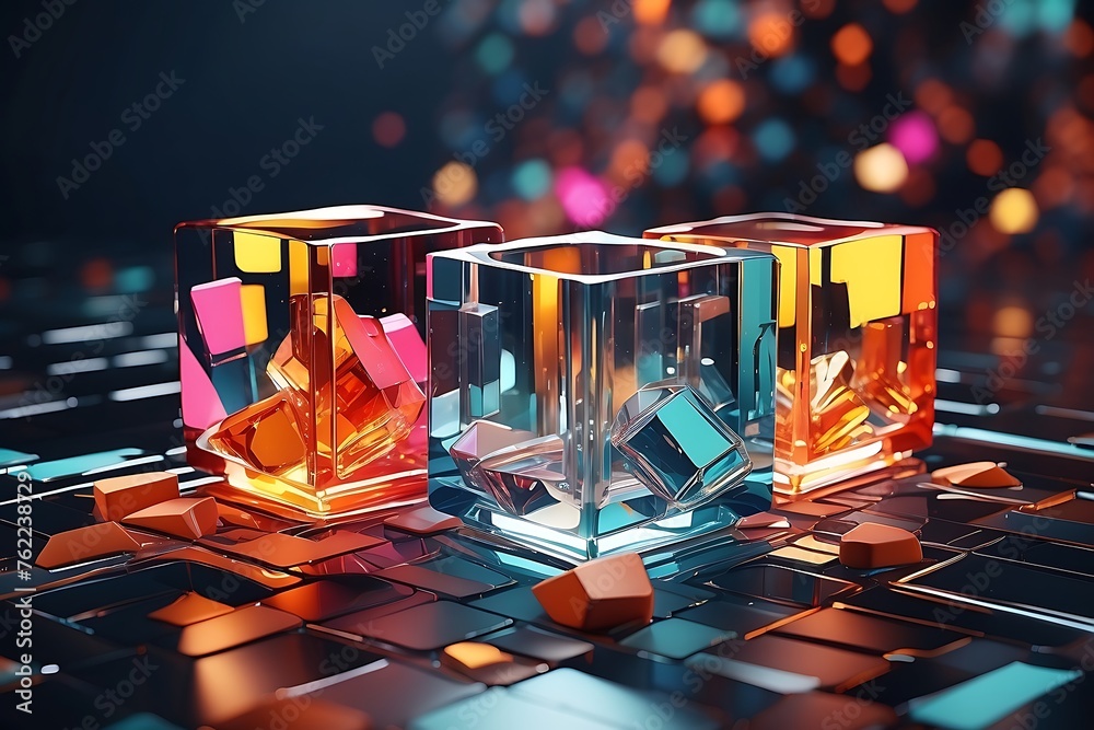 Abstract geometric background with glass cubes